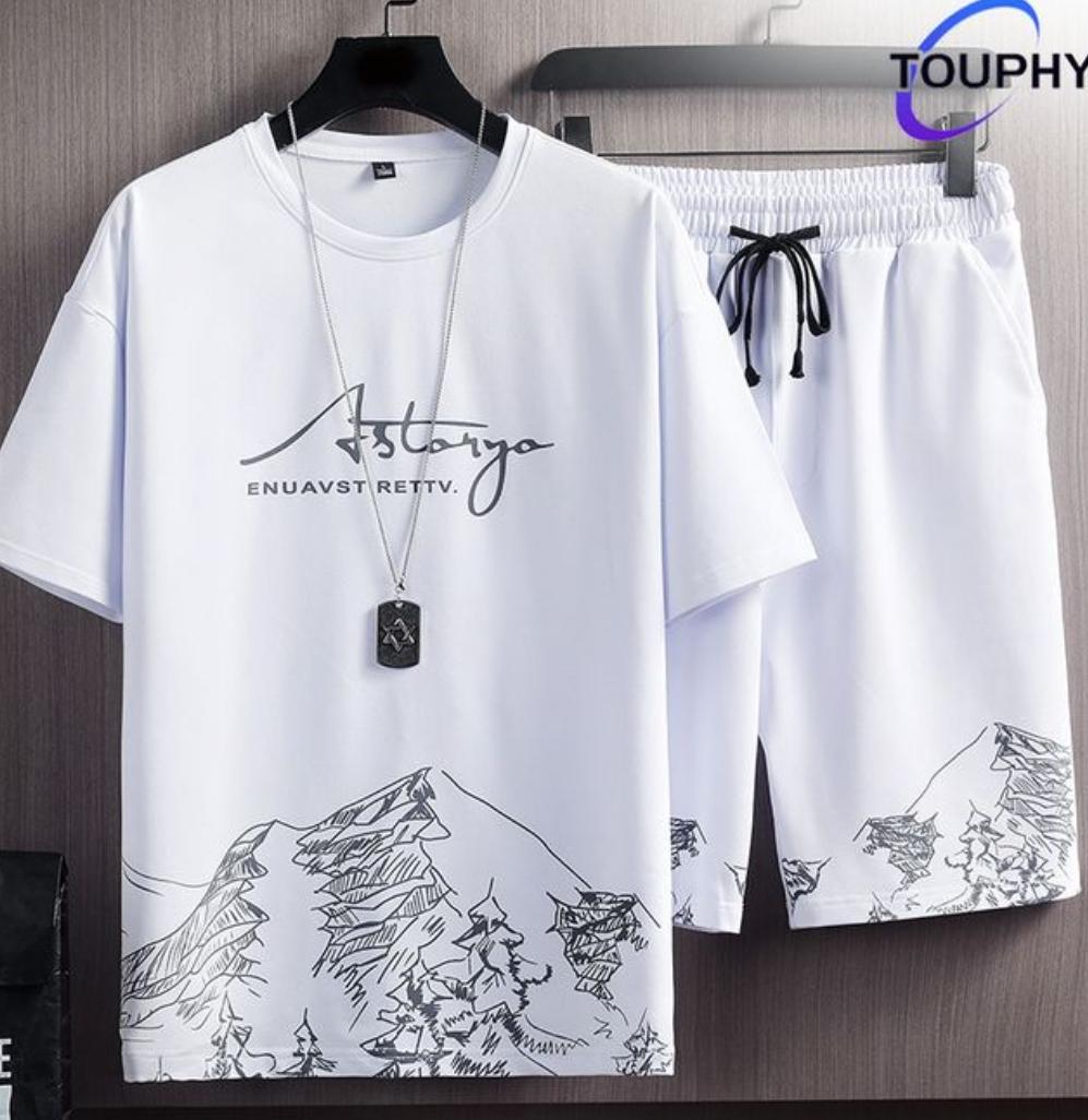 Touphy sports short sleeve t-shirt & shorts set - 2 piece - white